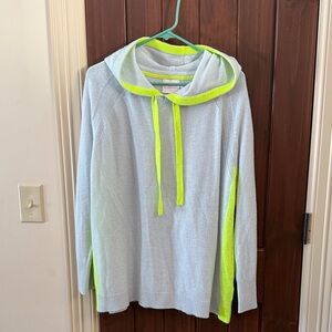 Brodie Cashmere Light Blue and Neon Yellow Sweater